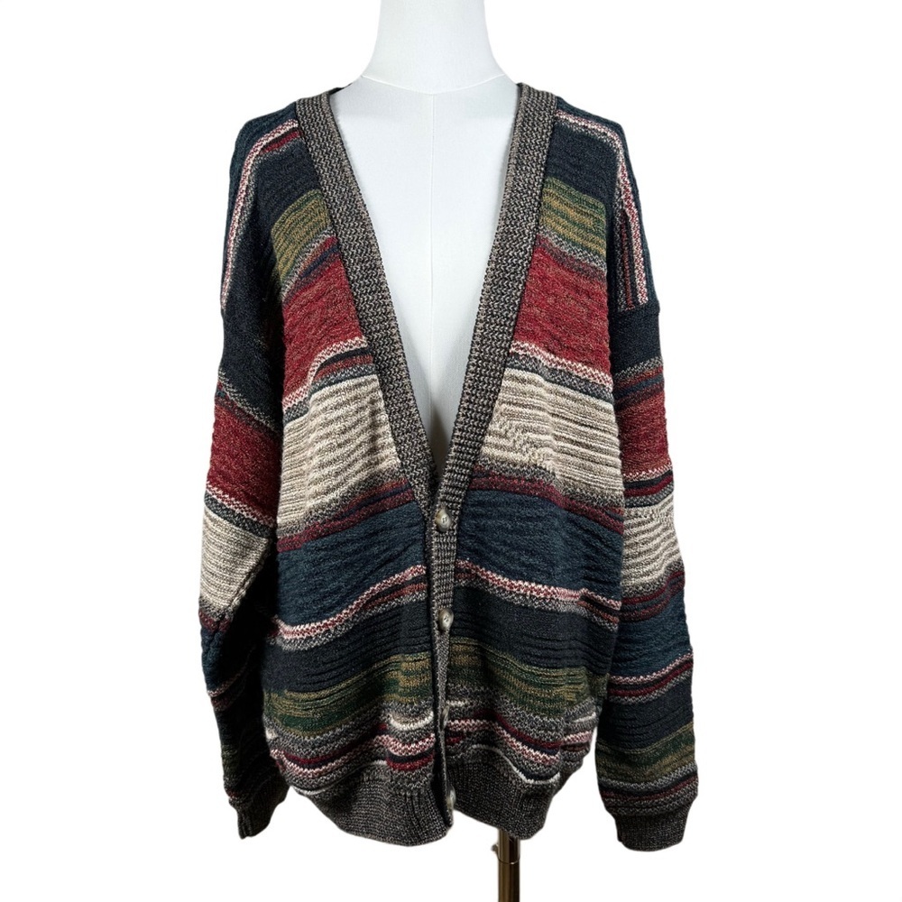 Protege Collection Striped Hiking Knit Cardigan Large - Picture 2 of 12